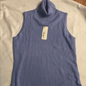 By Design Blue Ribbed Turtleneck Top